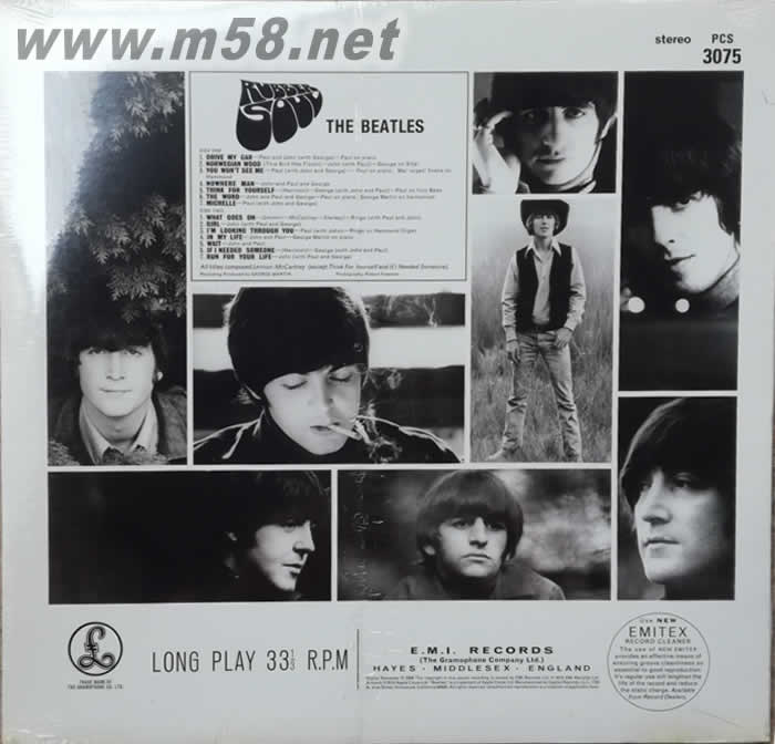 Rubber Soul橡膠靈魂 180g 33RPM LP 黑膠專輯背面圖片