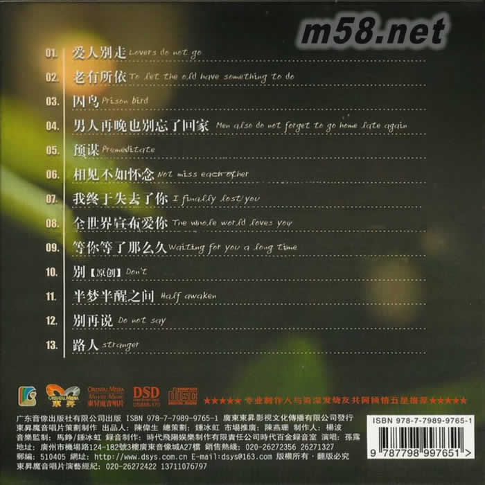 愛人別走專輯背面圖片