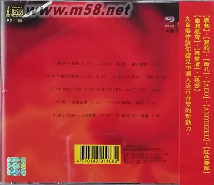 中國火 中國人世界的搖滾樂精選專輯背面圖片