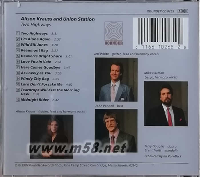 Alison Krauss and Union Station:Two Highways 兩條公路專輯背面圖片