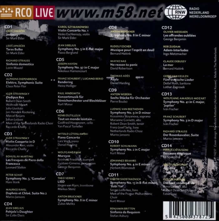 Anthology 7 阿姆斯特丹大會堂管弦樂團選輯,第七集 (2000年-2010年) 14CD專輯背面圖片