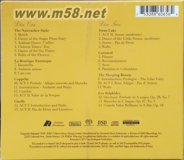 皇家芭蕾 Ansermet.The Royal Ballet 雙SACD專輯背面圖片