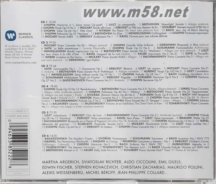 BEST PIANO CLASSICS 100 絕賞鋼琴100專輯背面圖片