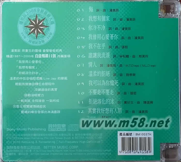 2008全新重聲大碟出道20年精選紀念版專輯背面圖片