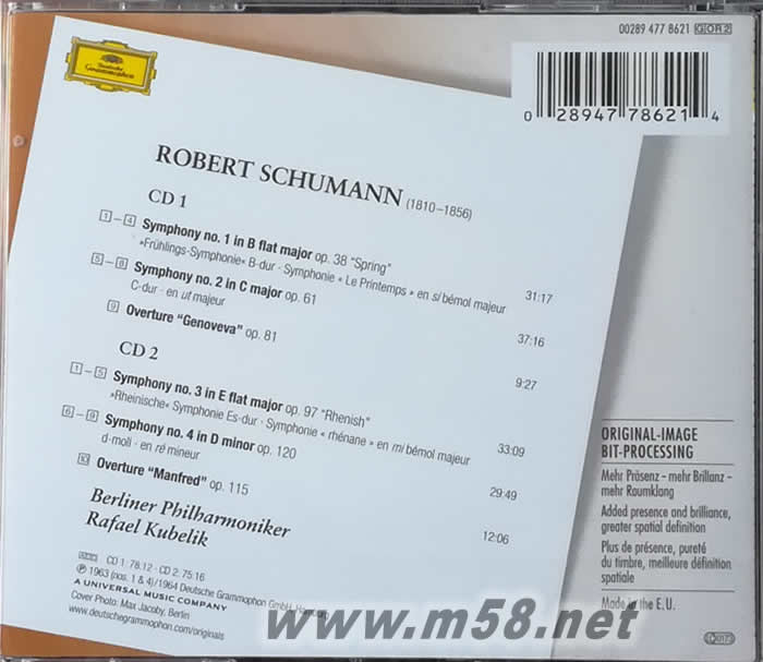 Schumann: The 4 Symphonies 舒曼:四首交響曲專輯背面圖片