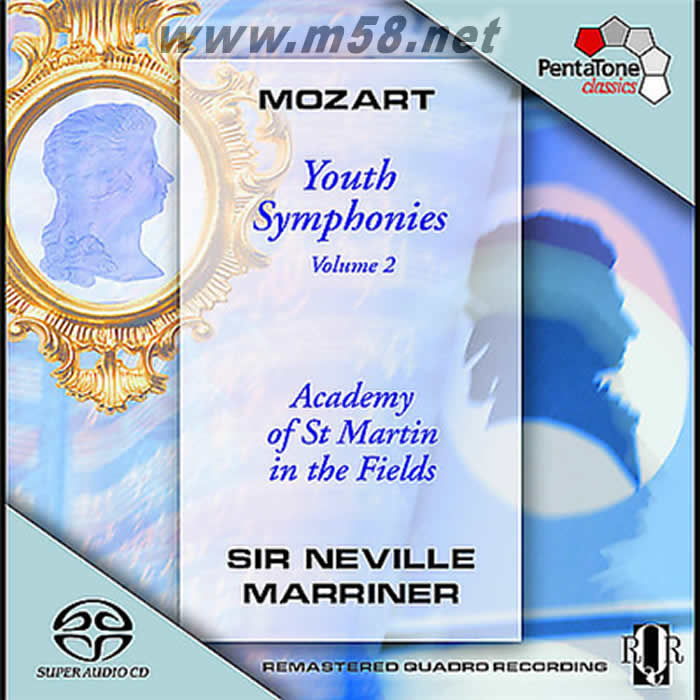 Sir Neville Marriner - Mozart: Youth Symphonies Vol.2 Hybrid 內維爾 馬里納爵士 - 莫扎特:青年時代的交響曲-2 混合層多聲道 SACD專輯正面圖片