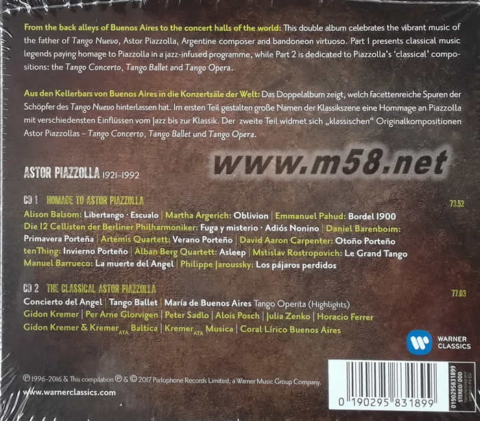 皮亞佐拉之聲 THE SOUND OF PIAZZOLLA專輯背面圖片