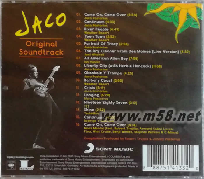 貝斯大神 JACO Original Soundtrack專輯背面圖片