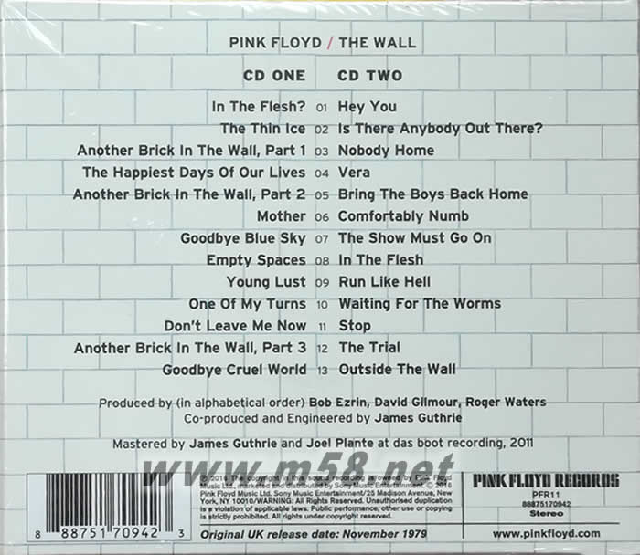 The Wall 墻(2016年版)專輯背面圖片