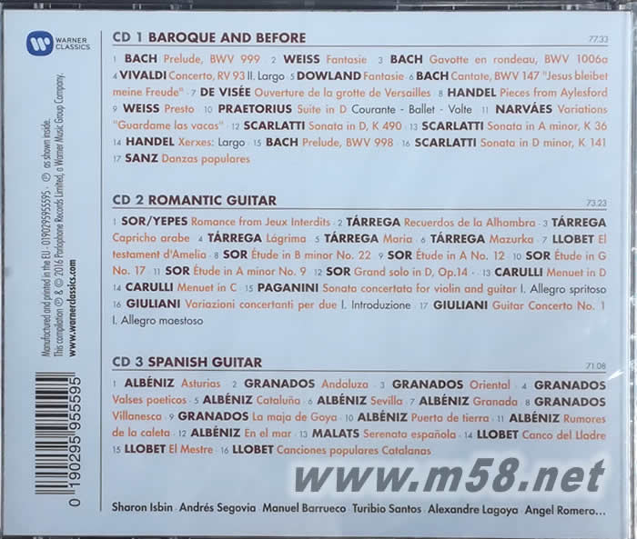 50 Best GUITAR Classics 古典吉它名曲五十 (3CD紅色封面)專輯背面圖片