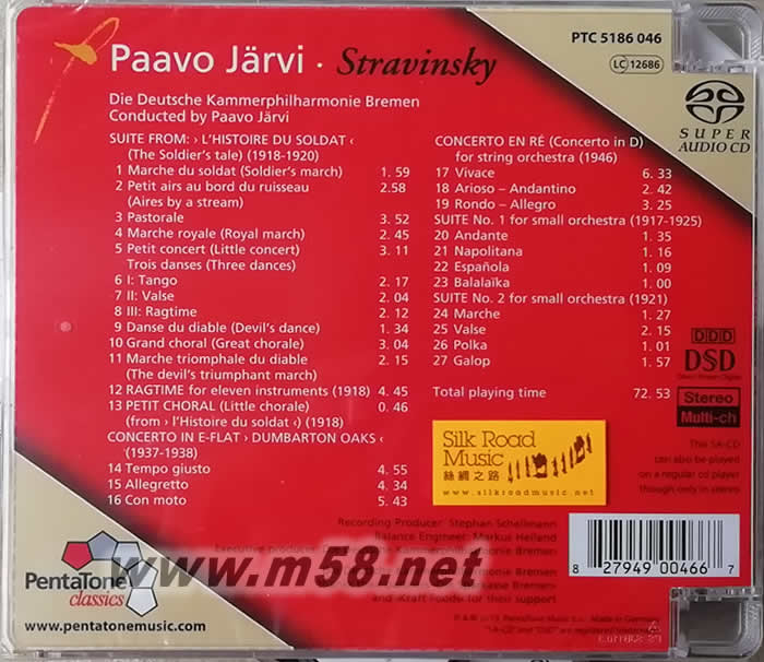 斯特拉文斯基:管弦樂作品集SACD(劉漢盛推介 超越巔峰200擊入圍CD)專輯背面圖片