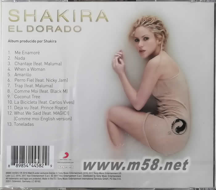 EL DORADO 拉丁第一女神 夏奇拉 魅惑國度專輯背面圖片