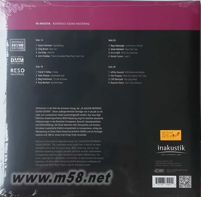 宏亮的嗓音-第2輯 Great Voices Vol.2 - Reference Sound Edition 180g 33RPM LP 黑膠 (INAKUSTIK宏亮系列)專輯背面圖片