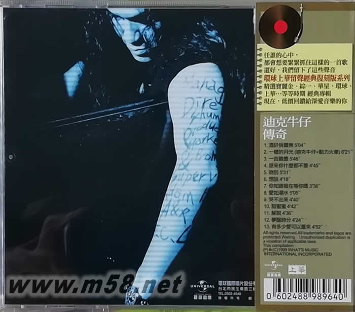 傳奇 留聲經典復刻版專輯背面圖片