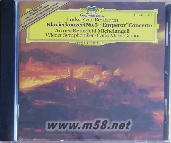 貝多芬 第五鋼琴協奏曲(皇帝鋼琴協奏曲) 米凱蘭杰利BEETHOVEN KLAVIERKONZERT NO.5 EMPEROR專輯正面圖片