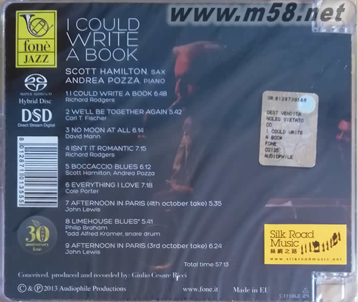 我可以寫本書 I CLOULD WRITE A BOOK 薩克斯與鋼琴SACD專輯背面圖片