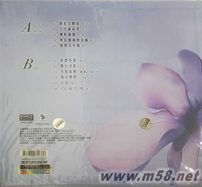 不怕孤單 180g 33RPM LP 黑膠專輯背面圖片