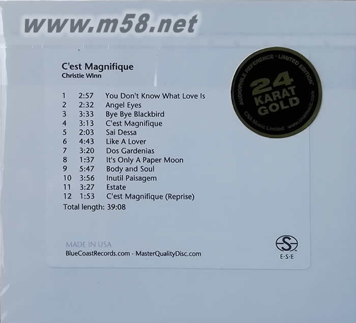 CHRISTIE WINN C’EST MAGNIFIQUE (實在精彩)藍岸精選系列 MQDCD專輯背面圖片