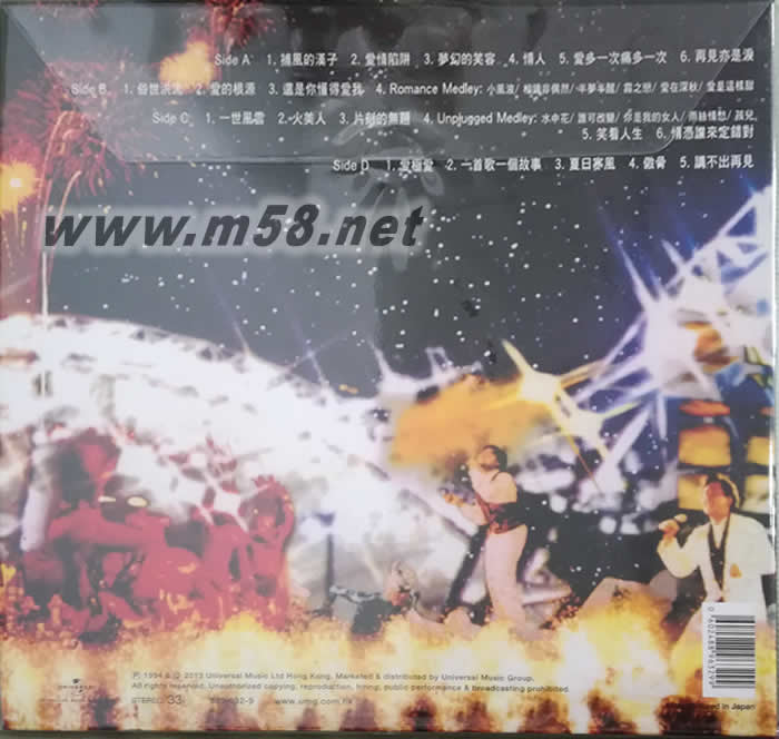 94純金金曲香港大球場演唱會 180g 33RPM LP 黑膠專輯背面圖片