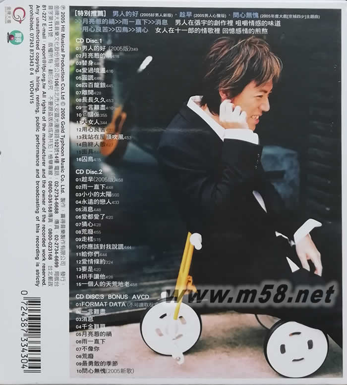 男人的好 新歌+精選 影音全記錄專輯背面圖片
