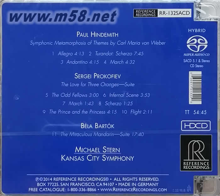 神奇的蛻變 欣德米特.普羅科菲耶夫和巴托克作品HINDEMITH PROKOFIEV BARTOK SACD專輯背面圖片