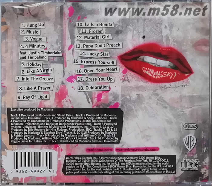 Celebration 歐版專輯背面圖片