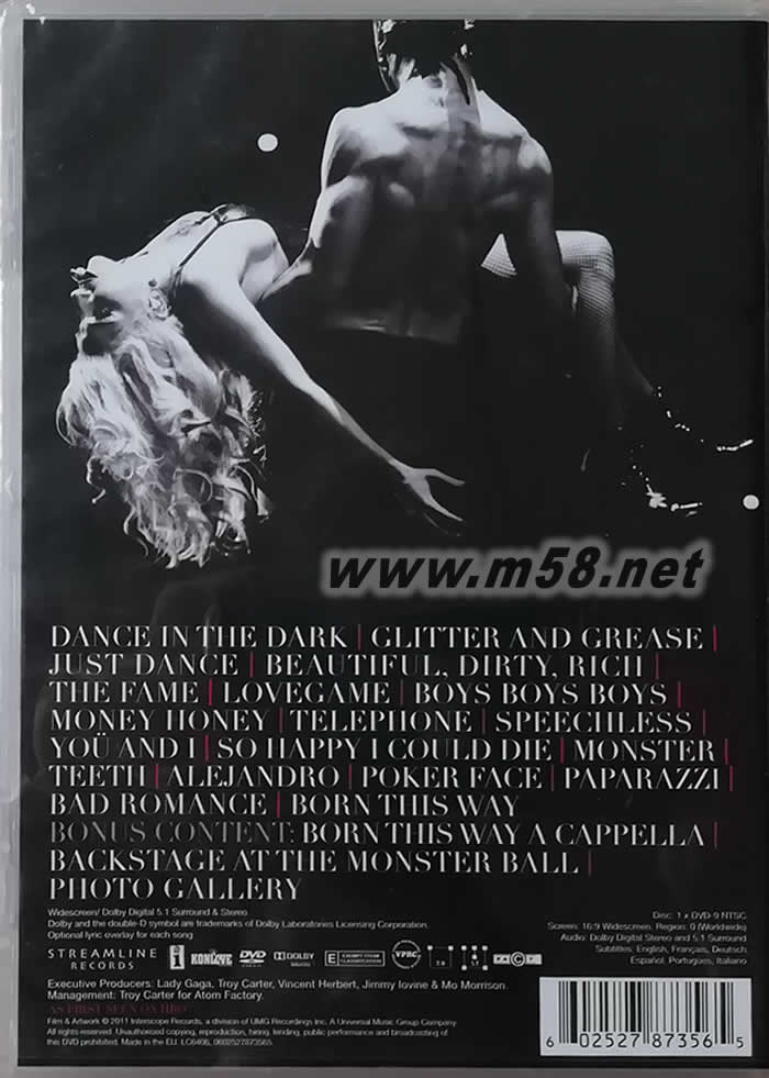 THE MONSTER BALL TOUR 在麥迪遜廣場花園的演唱會DVDDVD背面圖片