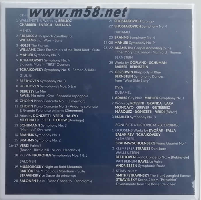 洛杉磯愛樂樂團 成立100周年 32CD+3DVD 限量大套裝套裝側面圖片