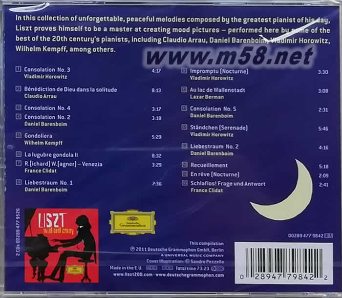 午夜 李斯特兩百歲冥誕紀念專輯Late Night Liszt(藍色封面)專輯背面圖片