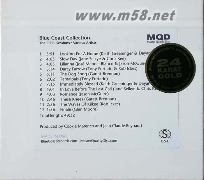 美國藍岸精選 24K金碟 母盤直刻 示范天碟CD 24K金碟 MQDCD專輯背面圖片
