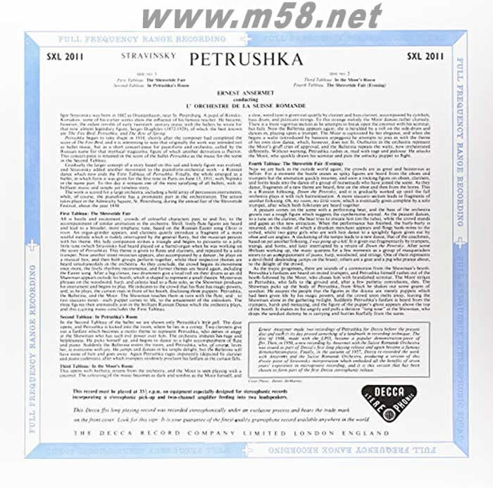 Petrushka 史塔拉文斯基:彼得魯什卡完整芭蕾版 (TAS特選)180g 33RPM LP 黑膠專輯背面圖片
