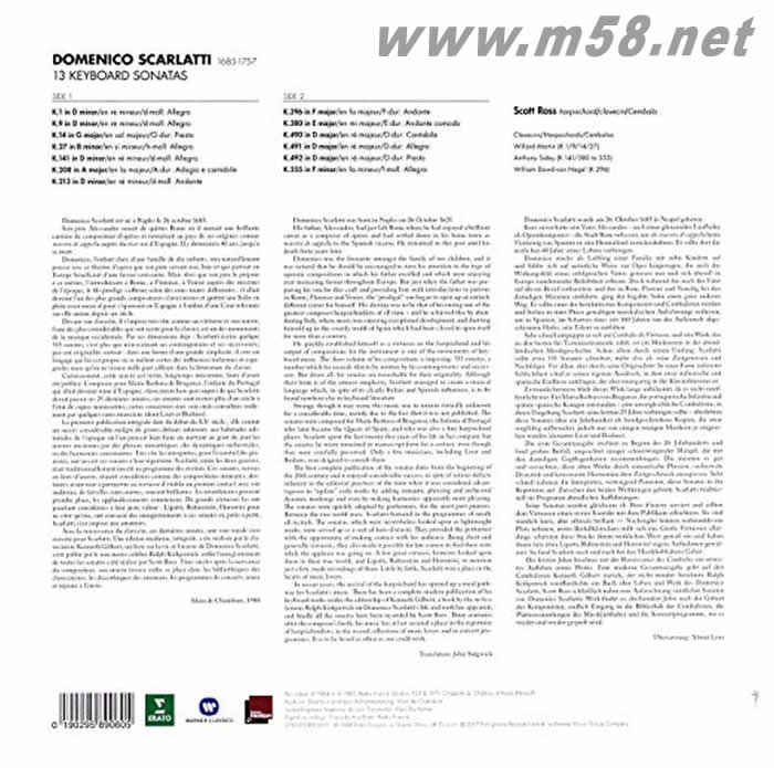 大鍵琴DOMENICO SCARLATTI : 13 KEYBOARD SONATAS (LP)黑膠專輯正面圖片