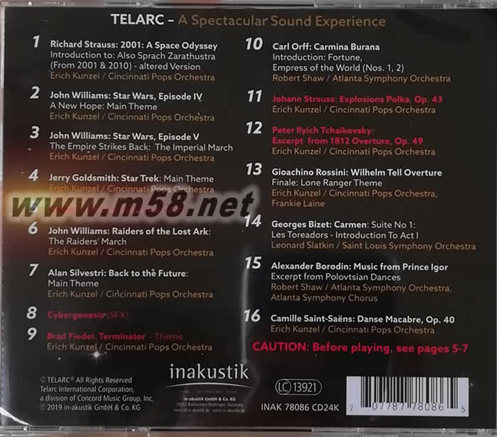 特麗 Telarc 震撼的聲音 24K金碟 A SPECTACULAR SOUND EXPERIENCE專輯背面圖片