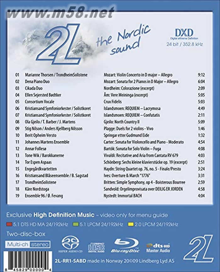 2L: Nordic Sound - 2L Audiophile Reference Record THE NORCDIC SOUND Blu-spec SABD專輯背面圖片