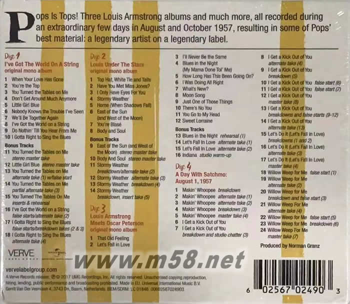 Pops Is Tops 微笑為王 爵士歌神時(shí)代之光世紀(jì)經(jīng)典套裝典藏 4CD專輯背面圖片