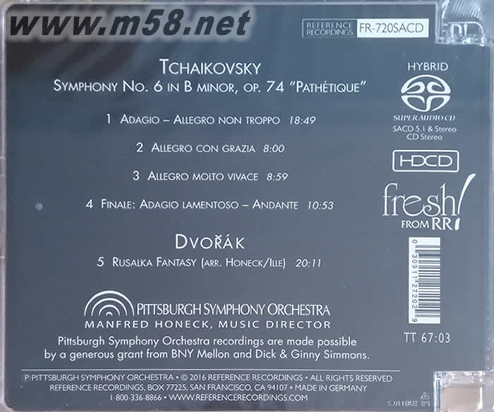 柴可夫斯基6號(hào)交響曲B小調(diào),作品 74 德沃夏克水仙女幻想 TCHAIKOVSKY DVORAK SACD專輯背面圖片