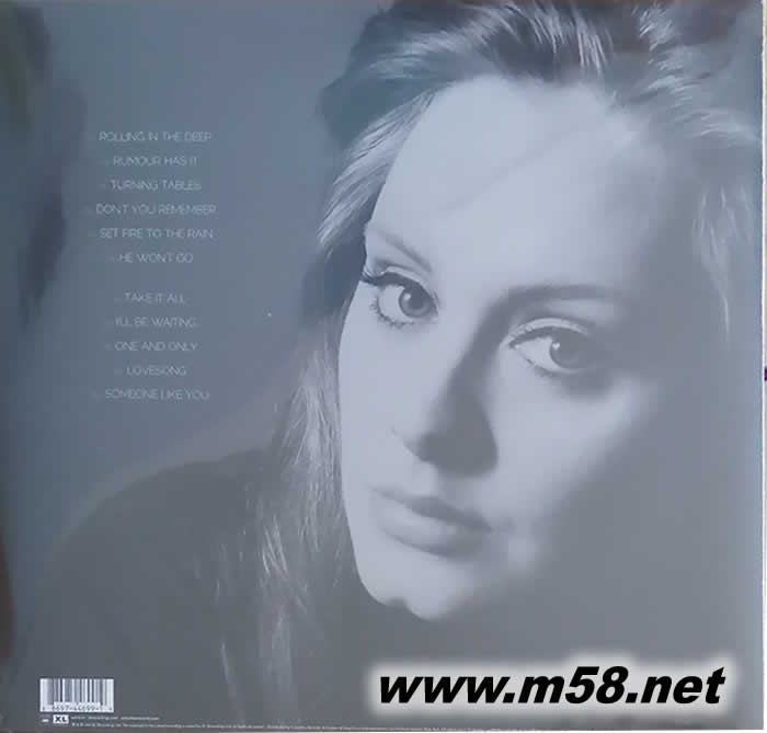 艾黛兒 21 180g 33RPM LP 黑膠專輯背面圖片