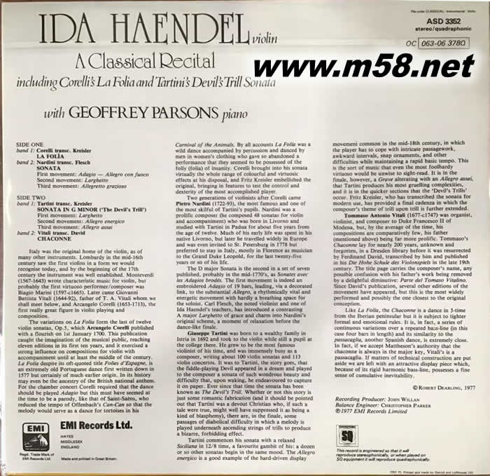 A CLASSICAL RECITAL (LP) 黑膠專輯背面圖片