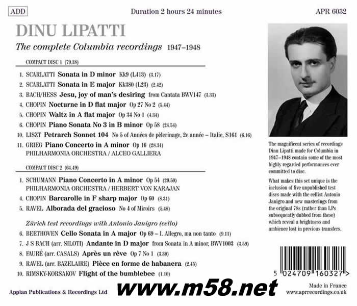 The Complete Columbia recordings 1947 1948 李帕第 Columbia 全錄音專輯背面圖片