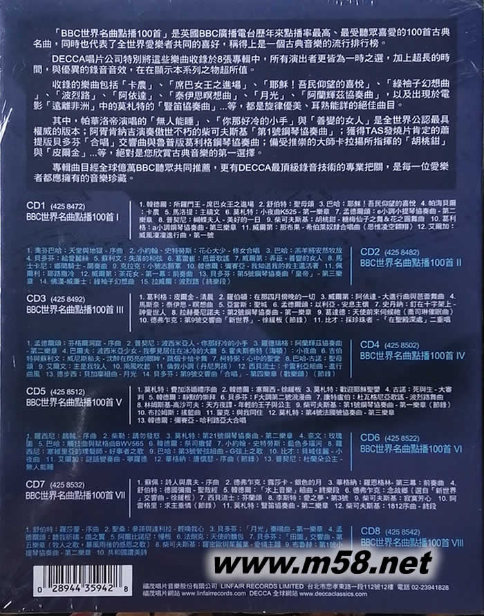 BBC世界名曲點播100首Your Hundred Best Tunes 套裝專輯背面圖片