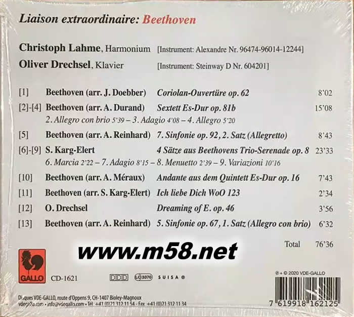 簧風琴貝多芬Liaison Extraordinaire : Beethoven : Period Arrangements for Harmonium-Piano Duo專輯背面圖片
