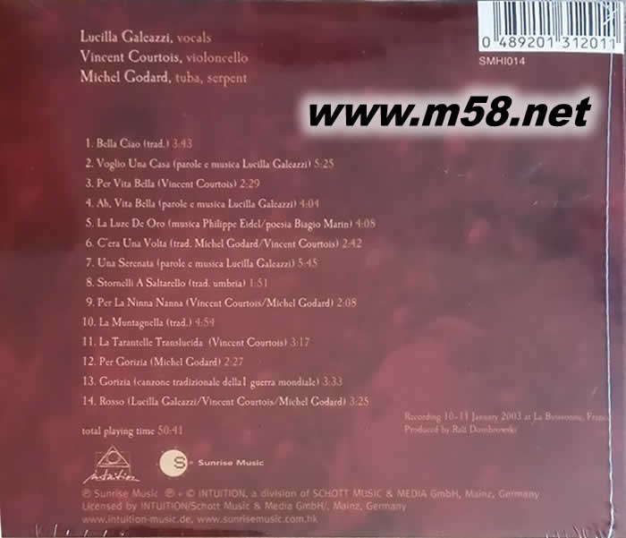 Trio Rouge 紅三囍 Lucilla Galeazzi, Michel Godard, Vincent Courtois (劉漢盛推介)專輯背面圖片