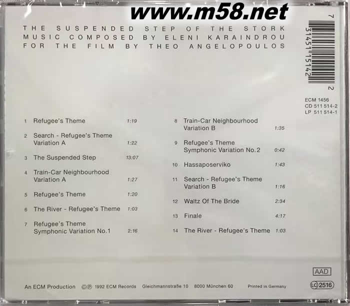 鸛鳥踟躇 THE SUSPENDED STEP OF THE STORK專輯背面圖片