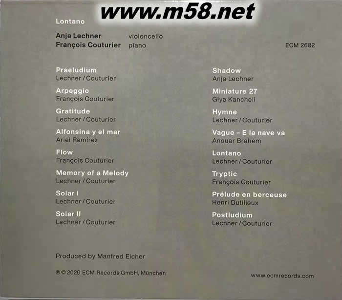 遠方Lontano 大提琴與鋼琴二重奏專輯背面圖片