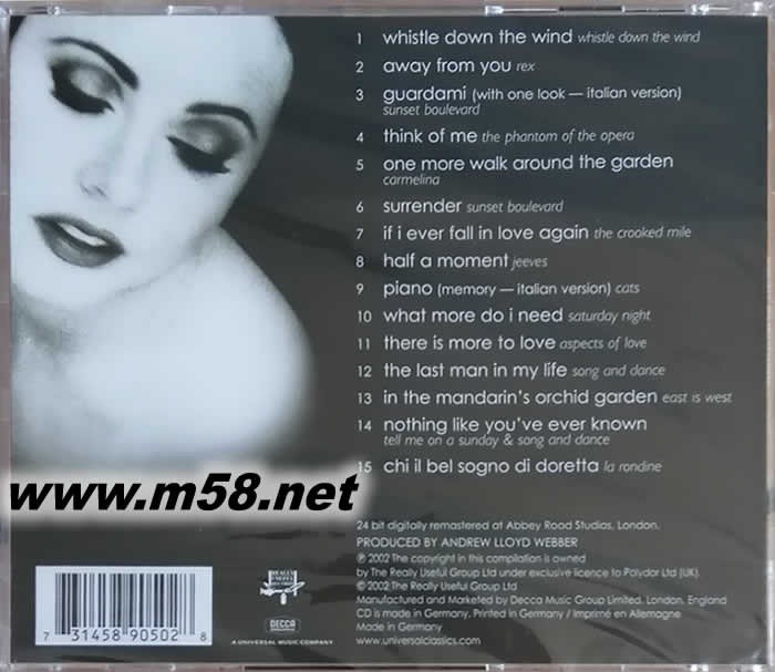 SARAH BRIGHTMAN ENCORE專輯背面圖片