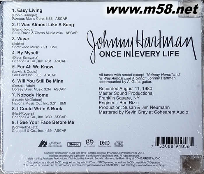 Once In Every Life 一生一回 (雙層 SACD)專輯背面圖片