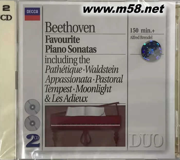 貝多芬:最受歡迎鋼琴奏鳴曲Beethoven: Favourite Piano Sonatas 白色封面雙CD專輯正面圖片
