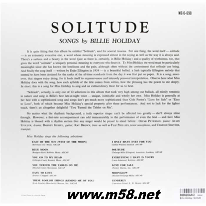 孤獨 SOLITUDE 黑膠專輯背面圖片
