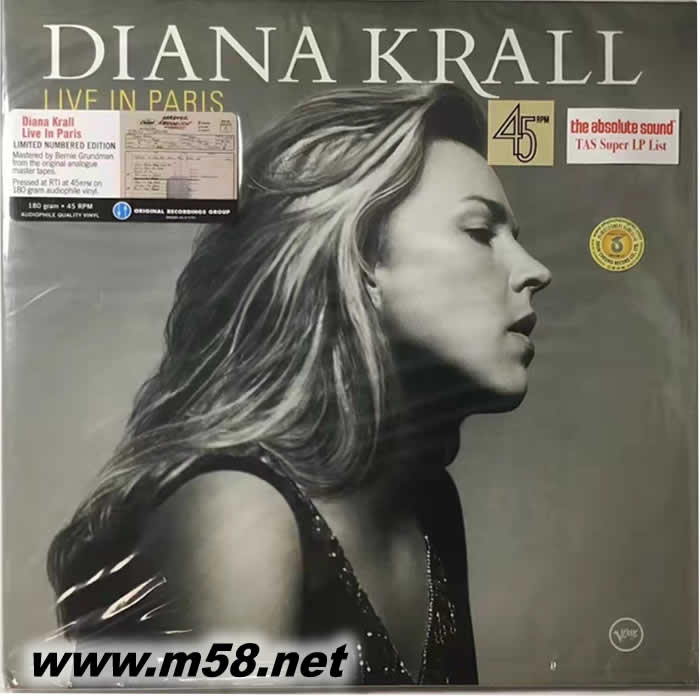 Diana Krall LIVE IN PARIS 戴安那卡巴黎演唱會 45轉 黑膠 限量版專輯正面圖片