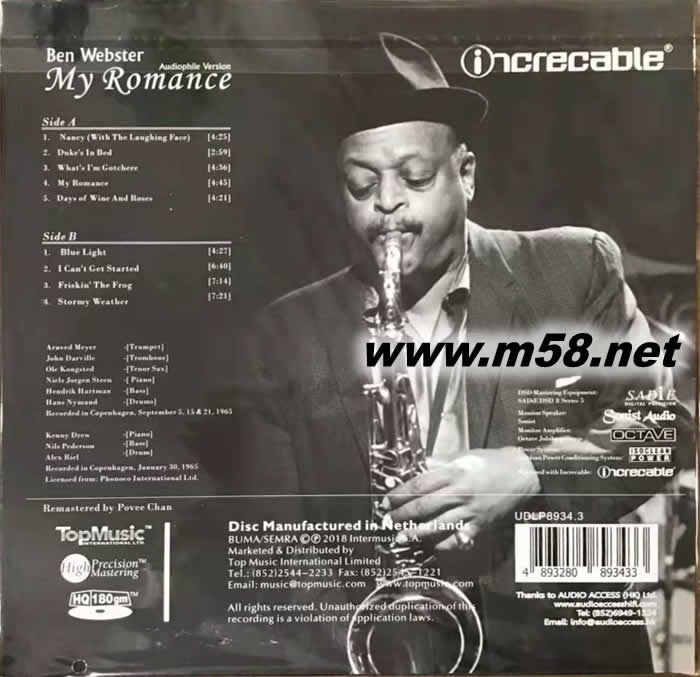 口水花My Romance 我的羅曼史 Audiophile 黑膠專輯背面圖片